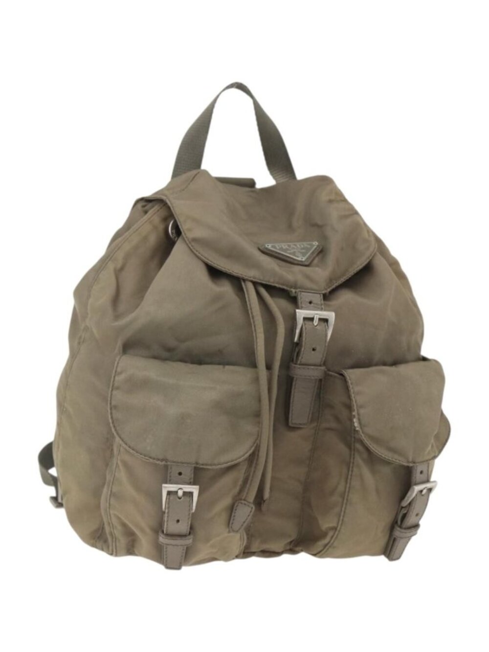 PRADA Backpack Nylon Khaki Silver